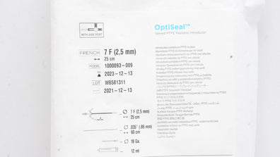 Greatbatch Medical 1000093-009 OptiSeal Valved PTFE Peelable Introducer 7F (x)